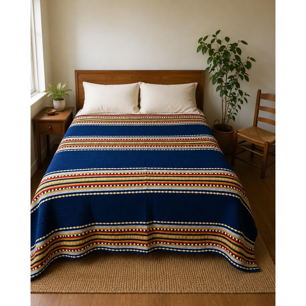 Vintage Spanish Woven Bedspread Coverlet 108x146 NOS Made in Spain Oversized